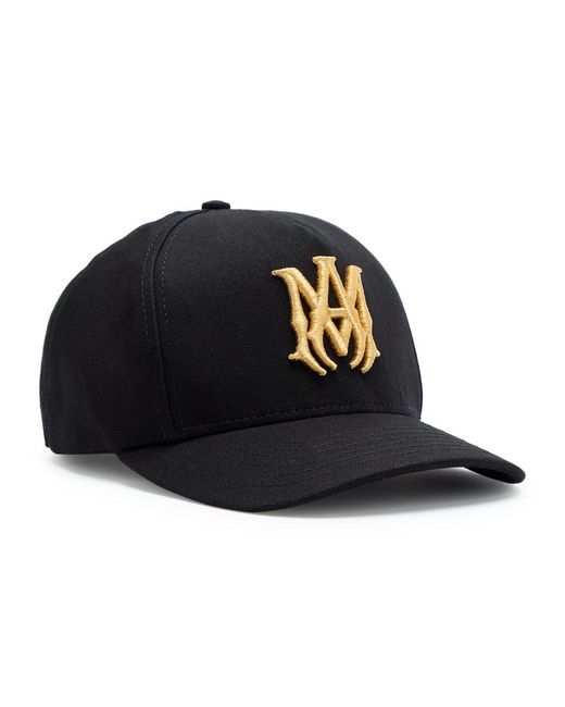 Amiri Black Ma Logo-Embroidered Canvas Cap for men