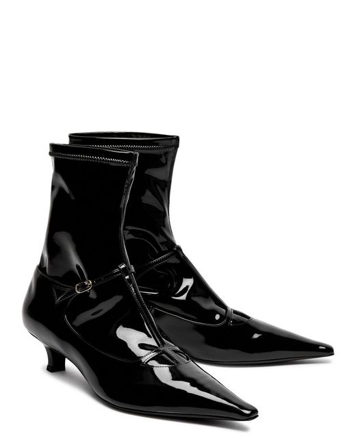 The Row Black Cyd 50 Patent Leather Ankle Boots