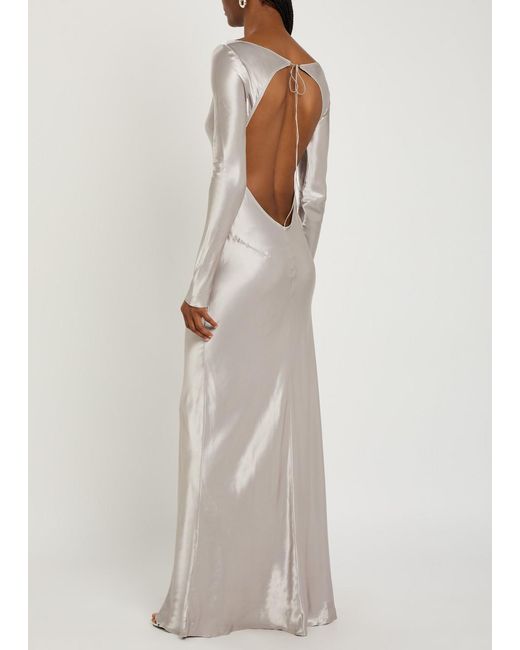 Anna October White Margit Open-Back Satin Gown