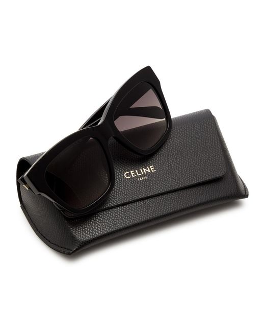 Céline Black Oversized Square-frame Sunglasses , Graduated Lenses, Designer Plaque At Temples, 100% Uv Protection