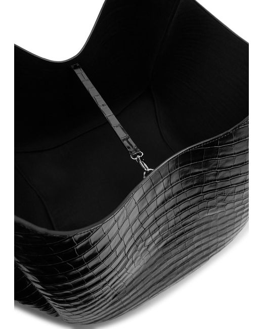 Coperni Black Xl Swipe Crocodile-effect Leather Bucket Bag