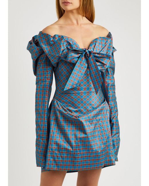 Vivienne Westwood Blue Iwona Checked Taffeta Mini Dress