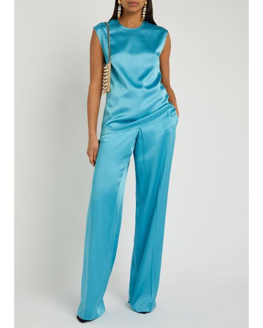 Stella McCartney Blue Sleeveless Satin Top