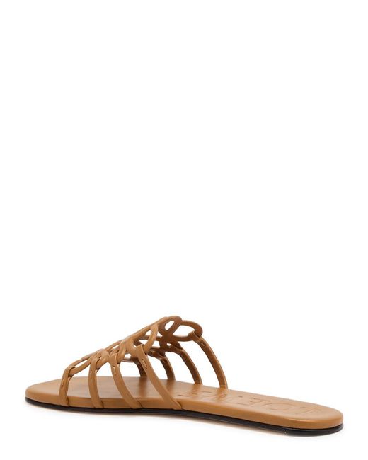 Loewe Brown Anagram Petal Leather Sliders