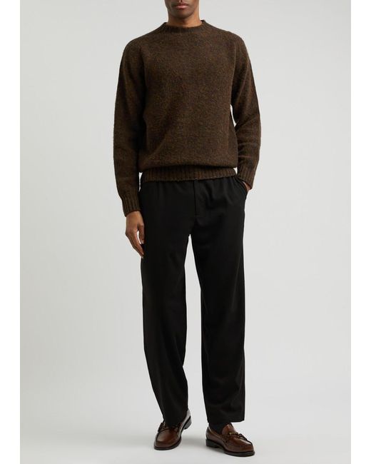 Sunspel Brown Shetland Wool Jumper for men