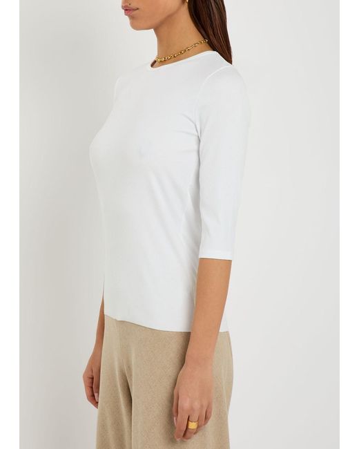 Vince White Ribbed Stretch-jersey Top