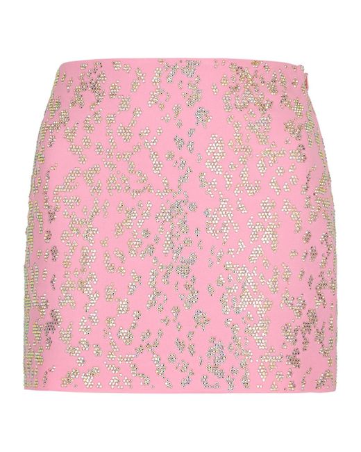 Blumarine Synthetic Pink Crystal-embellished Mini Skirt | Lyst