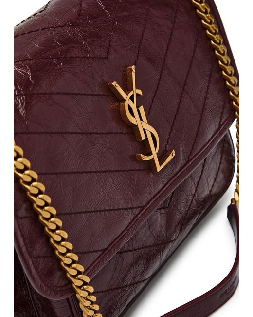 Saint Laurent Purple Niki Medium Patent Leather Shoulder Bag