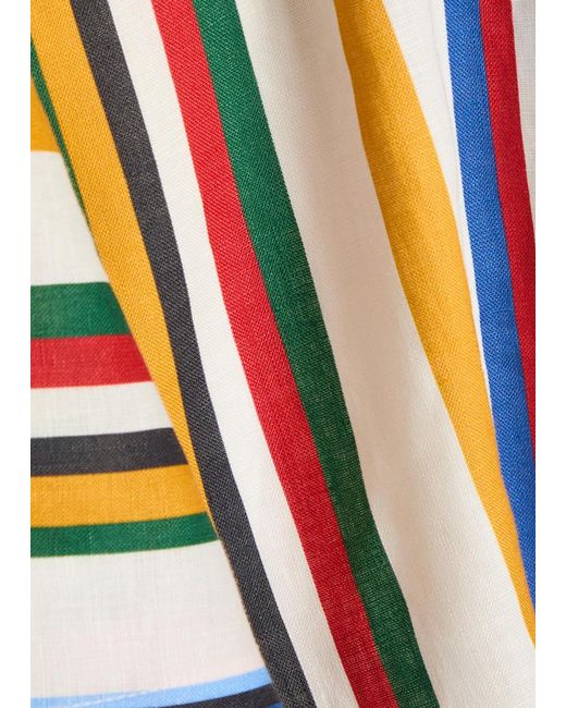 Cala De La Cruz Multicolor Leroy Striped Cropped Linen Top