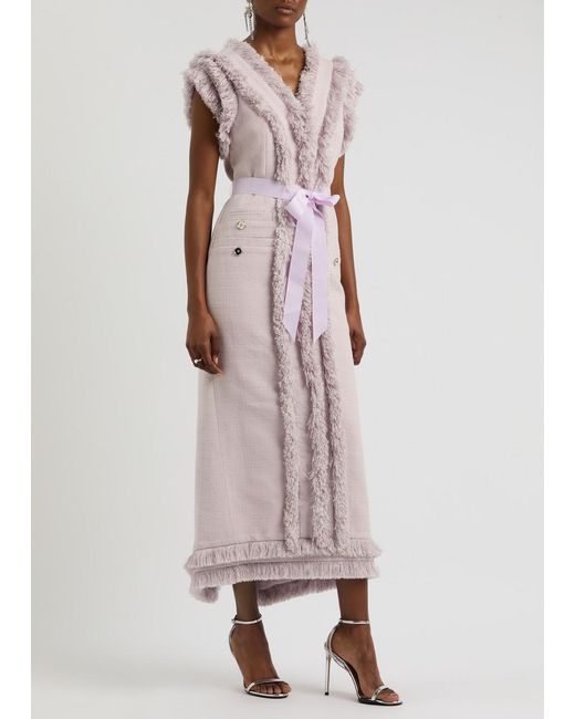 Huishan Zhang Purple Arlo Tweed Midi Dress