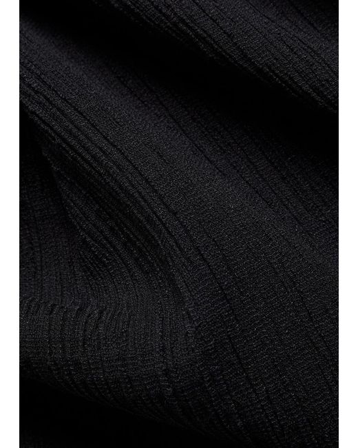 Vince Black Shadow Draped Textured Fine-Knit Top
