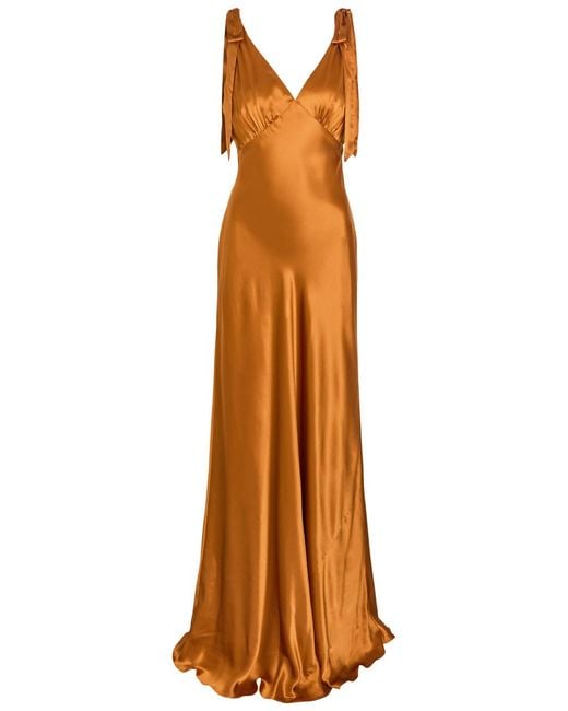 Reformation Brown Pernille Silk Gown