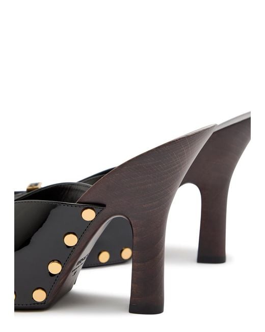 Versace Black 105 Stud-Embellished Wooden And Patent Leather Mules
