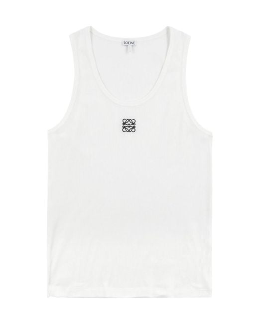Loewe White Logo-Embroidered Stretch-Cotton Tank for men