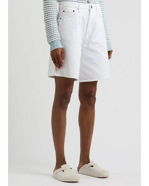 Rag & Bone White Mckenna Straight-Leg Denim Shorts