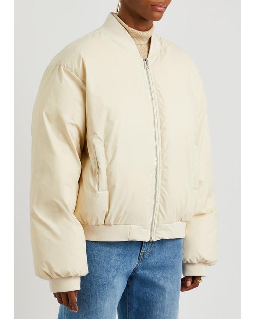 Meotine Natural Sol Faux Leather Bomber Jacket