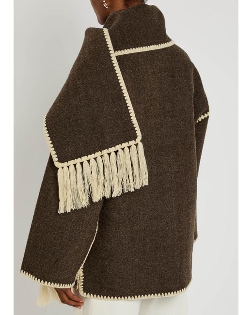 Totême Brown Scarf-Effect Wool-Blend Jacket