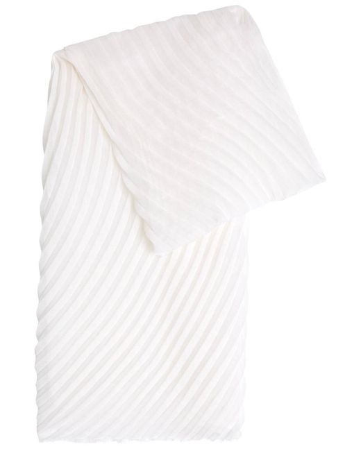 Issey Miyake White Pleated Fine-Knit Scarf