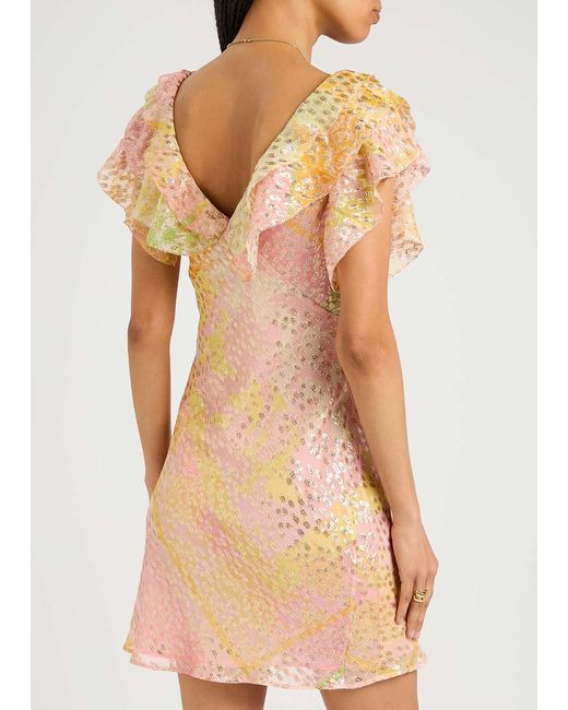 Never Fully Dressed Pink Tilda Printed Chiffon Mini Dress