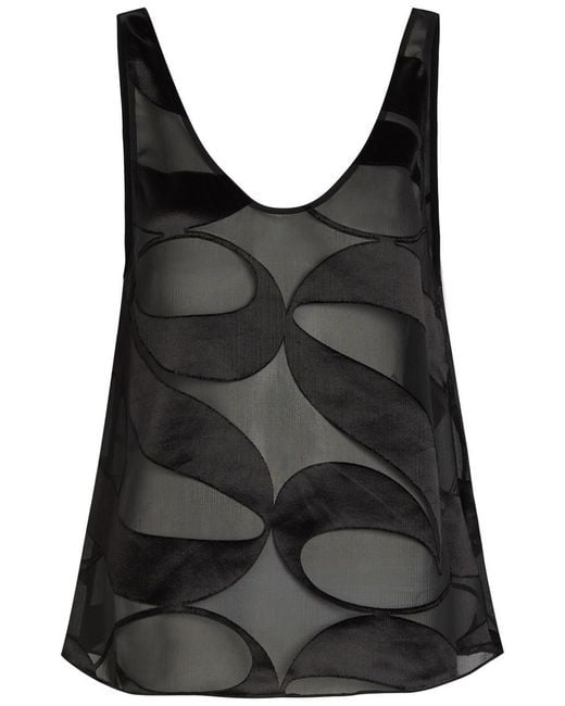 Delos Black Mira Devoré Georgette Top