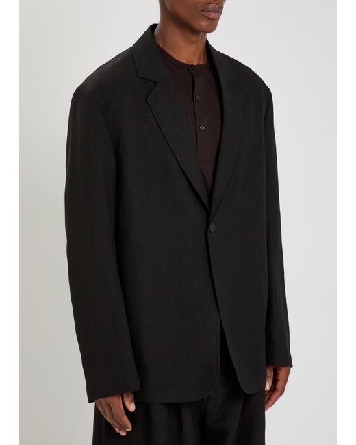 Studio Nicholson Black Denison Linen And Wool-Blend Blazer for men