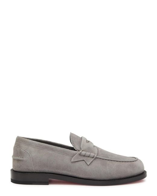 Christian Louboutin Gray The Plato Velour Loafers for men