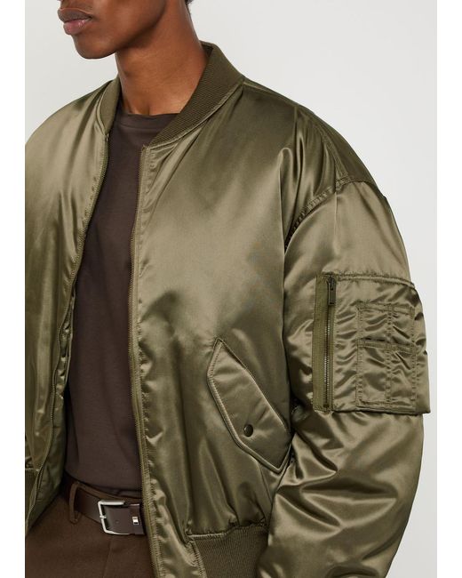 Saint Laurent Green Padded Satin Bomber Jacket for men
