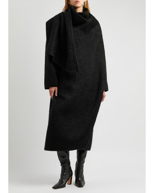 The Row Black Orlando Scarf-effect Wool-blend Coat