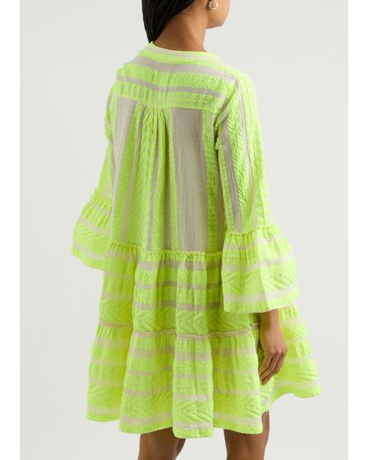 Devotion Green Ella Embroidered Cotton-Blend Mini Dress