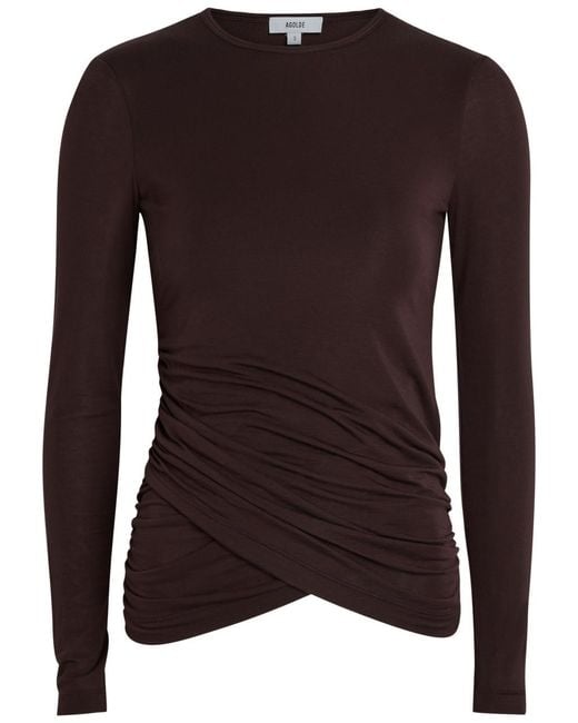 Agolde Brown Eve Draped Jersey Top