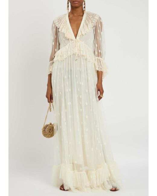 Chloé White Ruffled Tulle Gown