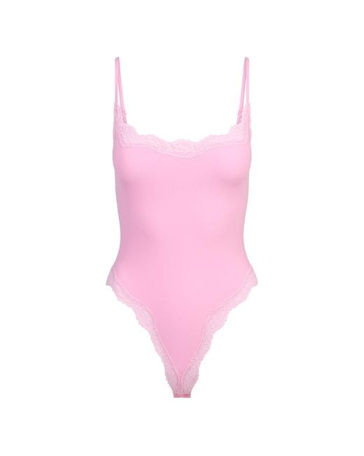 Skims Pink Lace-Trimmed Camisole Bodysuit