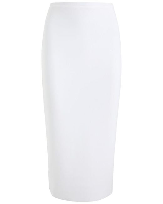 Norma Kamali White Stretch-Crepe Midi Pencil Skirt
