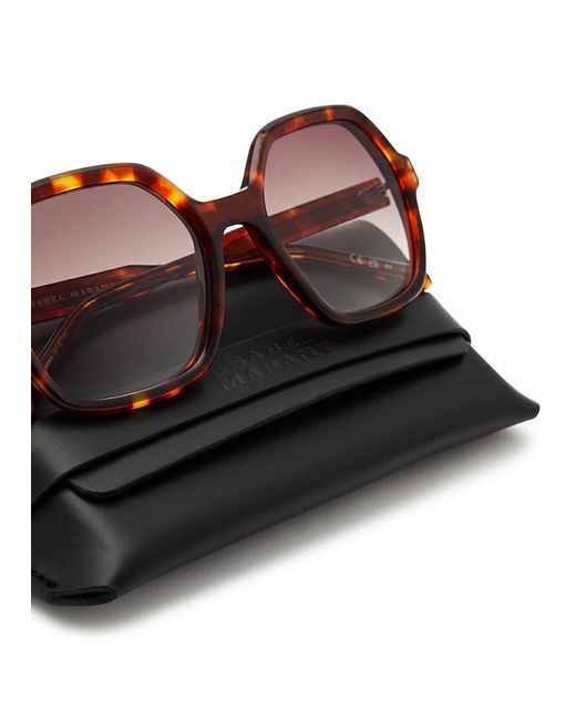 Isabel Marant Brown Oversized Hexagon-frame Sunglasses