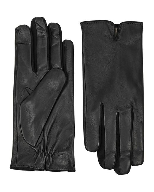 Handsome Stockholm Black Essentials Leather Gloves for men