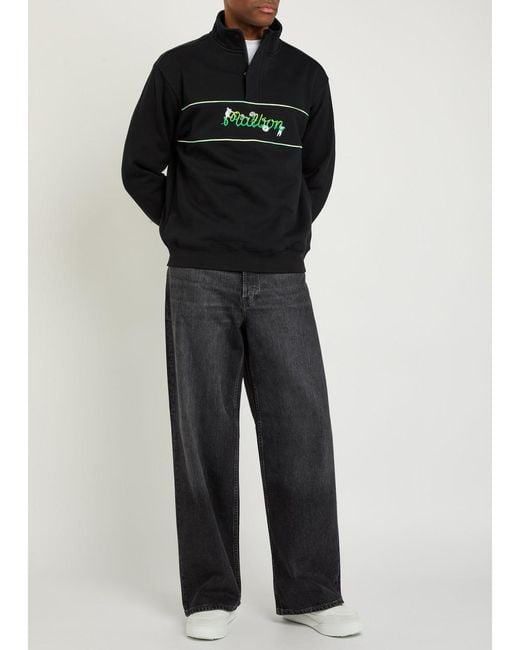 Malbon Black Grateful Dead Printed Half-Zip Cotton Sweatshirt for men