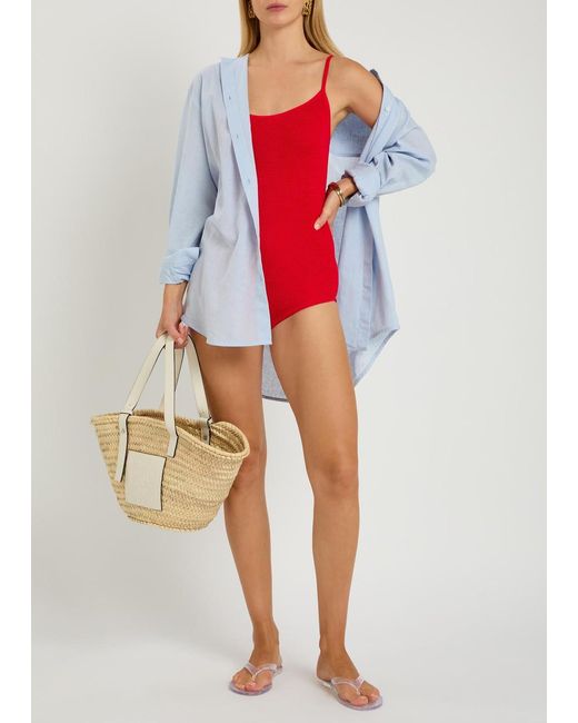 Hunza G Red Coverage Pamela Crinkle Swimsuit