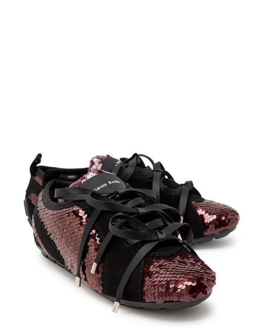 Simone Rocha Black Ballerina Grip Sequin-Embellished Suede Sneakers