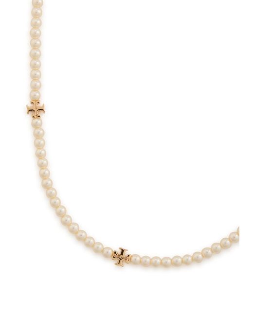 Tory Burch White Kira 18Kt-Plated Necklace