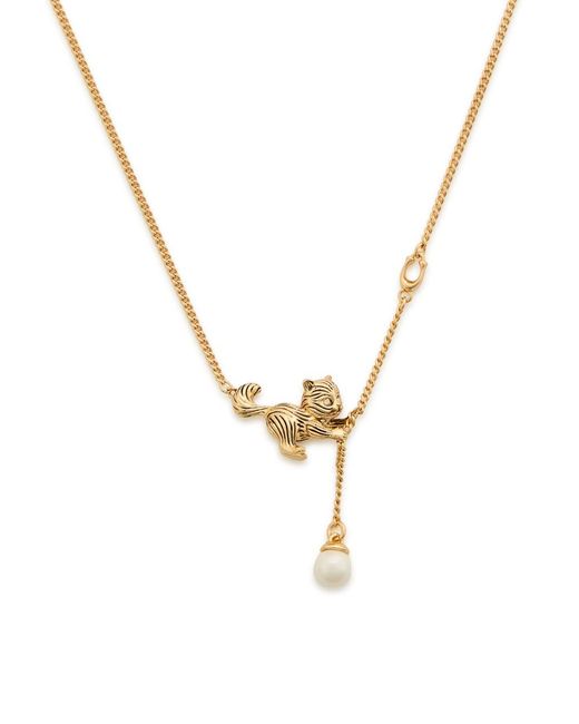 COACH Metallic Cat And Pendant Necklace