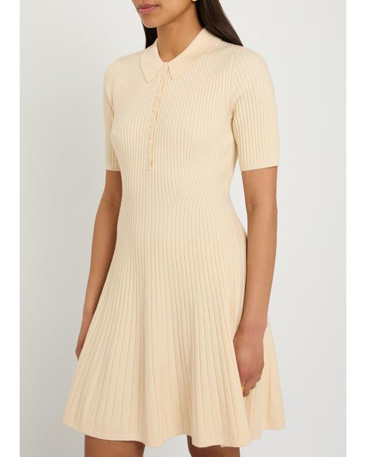 PAIGE Natural Olie Ribbed Knit Mini Polo Dress