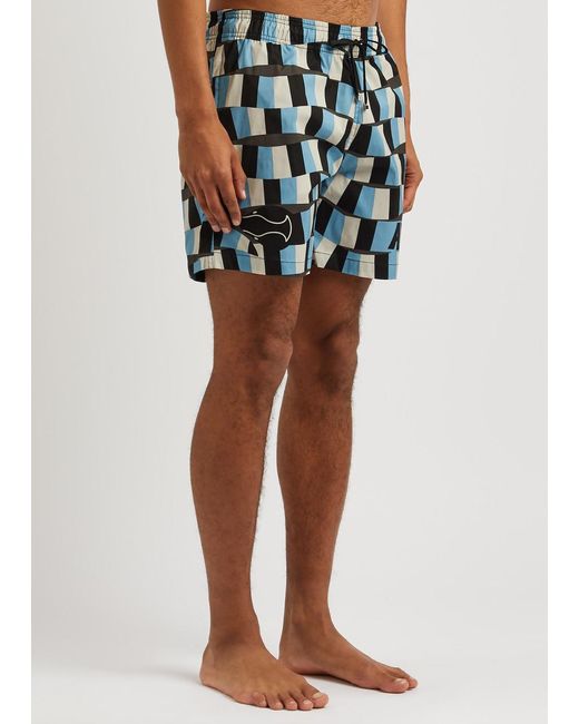 Amiri Blue Printed Shell Swim Shorts for men