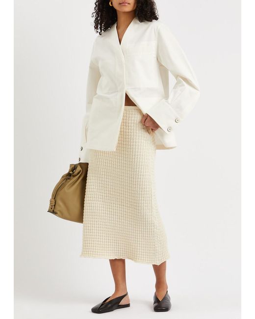 Jil Sander Natural Waffle-knit Cotton Midi Skirt