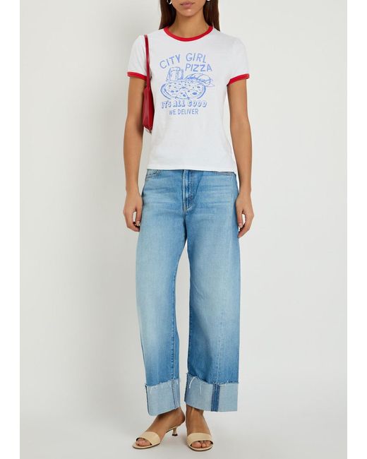 Mother Blue The Half-Pipe Ankle Turn-Up Barrel-Leg Jeans