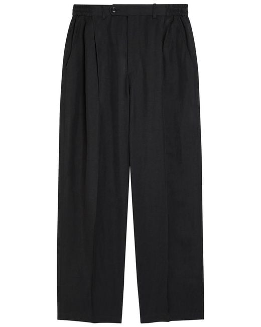 MKI Miyuki-Zoku Black Pleated Woven Suit Trousers for men