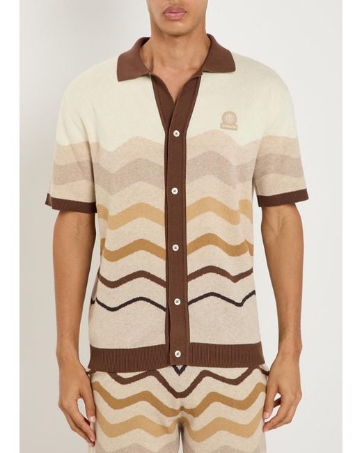 Sandbanks Natural Gradient Pattern Knit Cotton Shirt for men