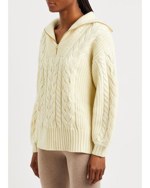 Varley Natural Daria Cable-knit Half-zip Jumper