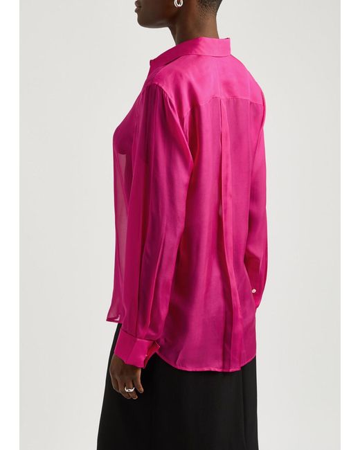 Helmut Lang Pink Sheer Silk-Chiffon Shirt