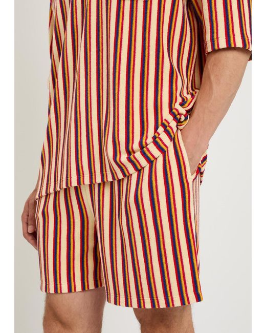 Valentino Red Striped Terry Shorts for men