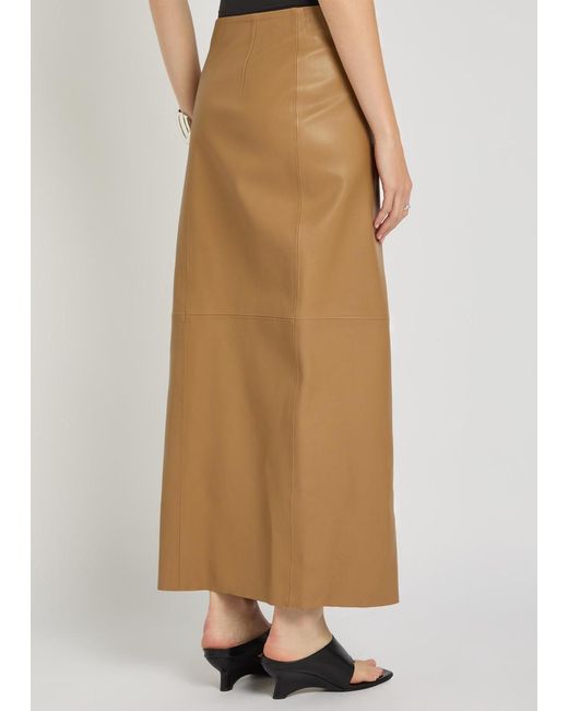 Nour Hammour Natural Leather Maxi Wrap Skirt